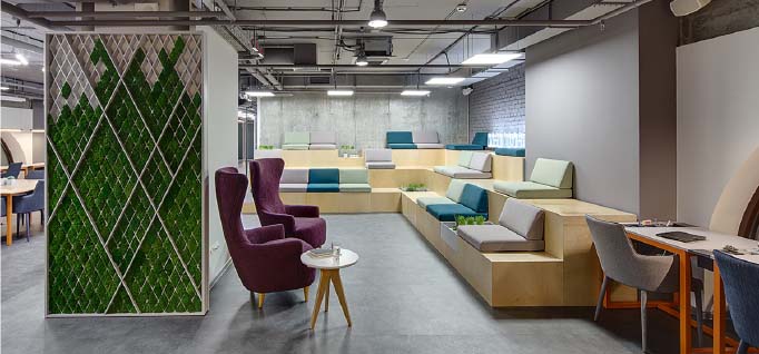 Stylish Serviced Office common room