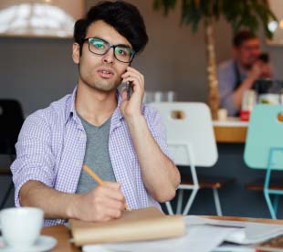 Man Learning what a Virtual Office is